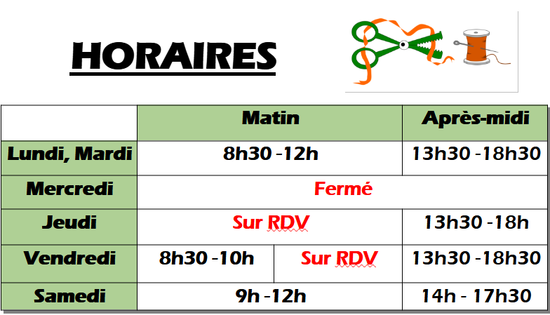 horaires atelier couture Pezens